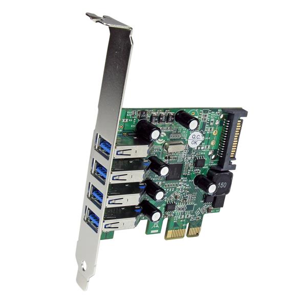Startech.com PEXUSB3S4V Adattatore scheda controller PCI Express PCIe SuperSpeed USB 3.0 (5Gbps) a 4 porte con UASP - Alimentazione SATA (PEXUSB3S4V)