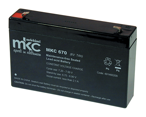 Rechargeable lead-acid battery 6V 7Ah 4.8mm faston terminal MKC