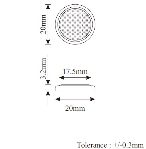 CR2032 Lithium Coin Cell (LiMnO), Mercury Free