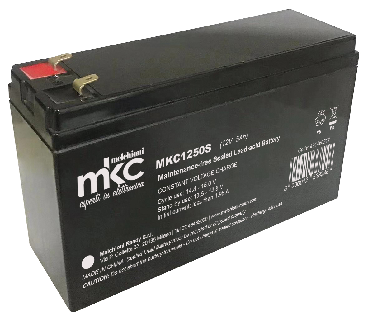 Batería de plomo recargable 12V 5Ah terminal faston 4,8mm MKC