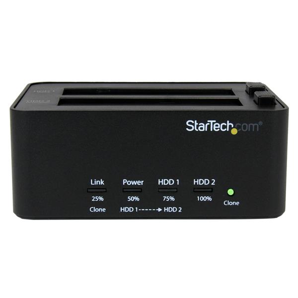 Startech.com SATDOCK2REU3 Docking Station per Hard Disk a 2 Slot - Duplicatore ed Eraser USB 3.0 per SSD/HDD SATA, Clonatore ed Eraser Standalone di Hard Drive con Carica dall'Alto (SATDOCK2REU3)