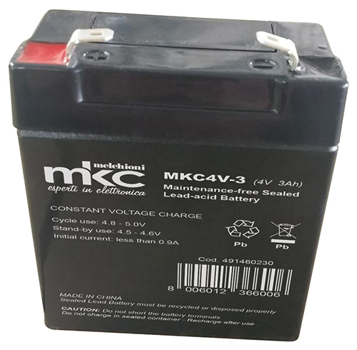 Rechargeable lead-acid battery 4V 3Ah with 4.8mm faston terminal MKC