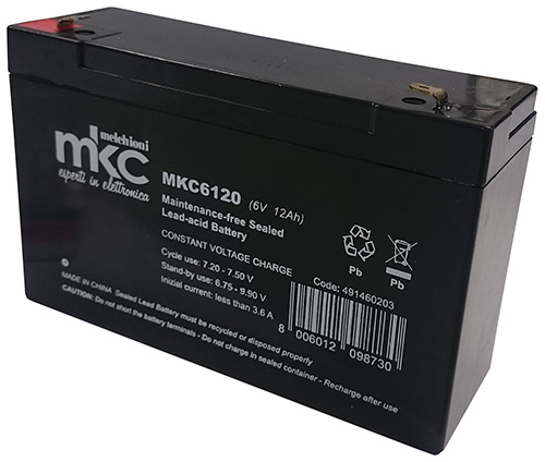 Rechargeable lead-acid battery 6V 12Ah 4.8mm faston terminal MKC