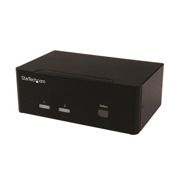 Startech.com SV231DVGAU2A Conmutador KVM de 2 puertos con VGA doble y concentrador USB 2.0 de 2 puertos - Switch KVM con Hub USB y Audio