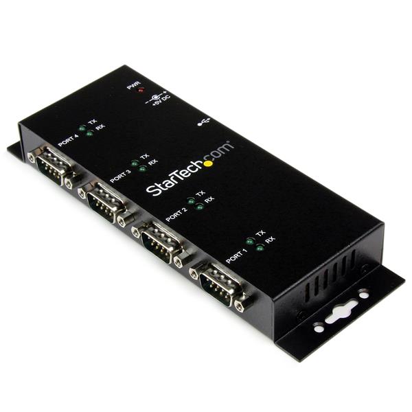 Startech.com ICUSB2324I Hub adattatore seriale USB a DB9 RS232 a 4 porte - Guide DIN industriali e montabile a parete - Ritenzione della porta COM - Hub USB a DB9 RS232 (ICUSB2324I)
