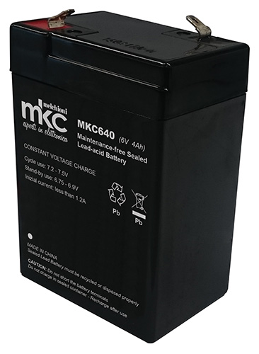 Rechargeable lead-acid battery 6V 4Ah with 4.8mm Faston terminal MKC