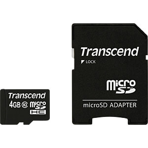 MicroSD Card memories Transcend TS4GUSDHC10